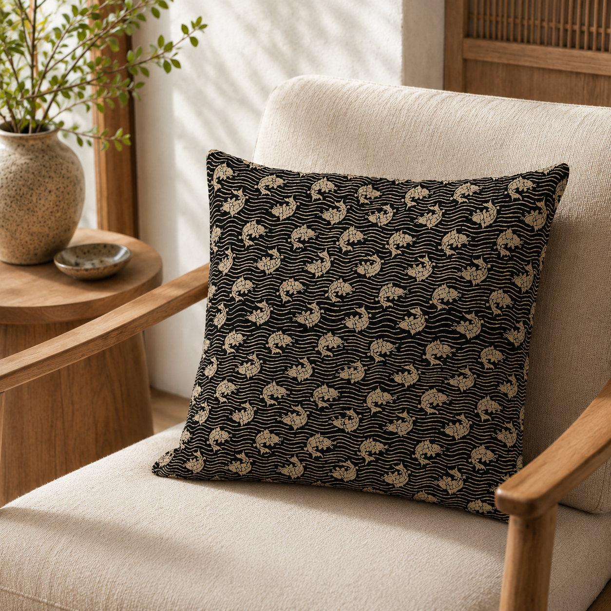 Funda de Cojín Japonesa Diseño Araiso - 45x45 cm