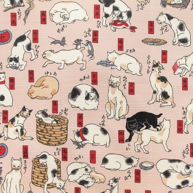 Furoshiki Grande Gatos Japoneses - 70x70 cm