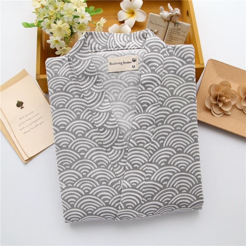 Jinbei Algodón Diseño Seigaiha Gris / M