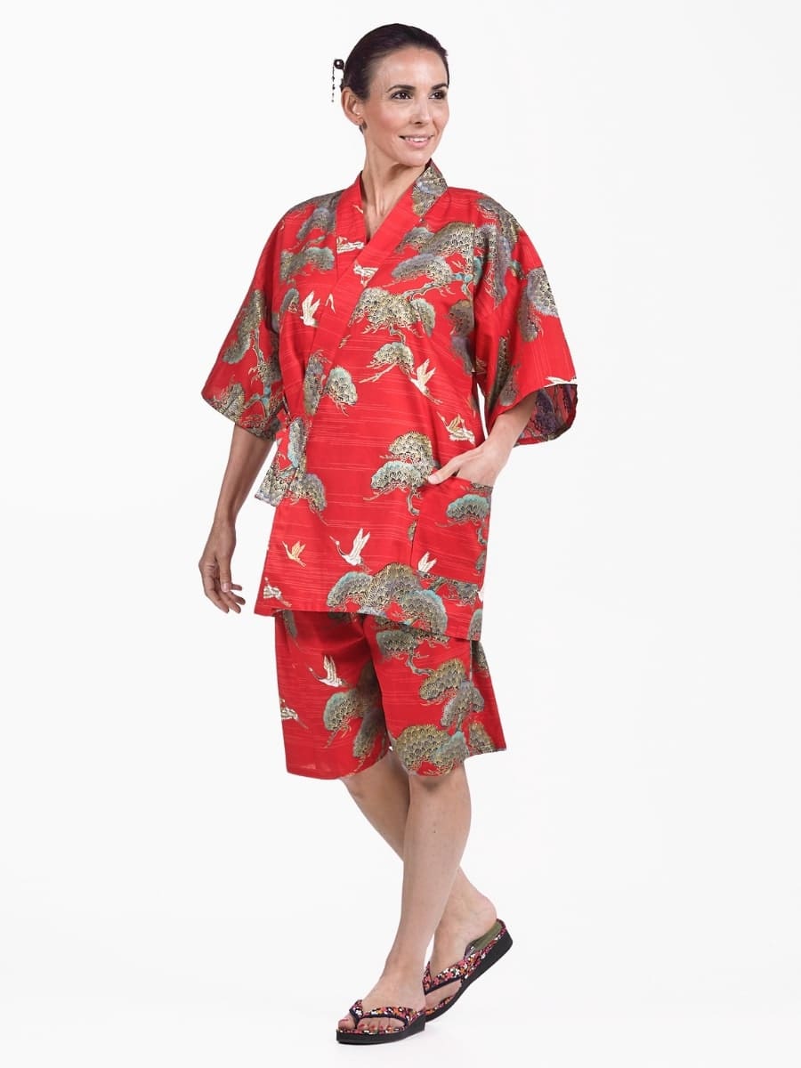 Jinbei Japonés Rojo Grulla y Pino Mujer S