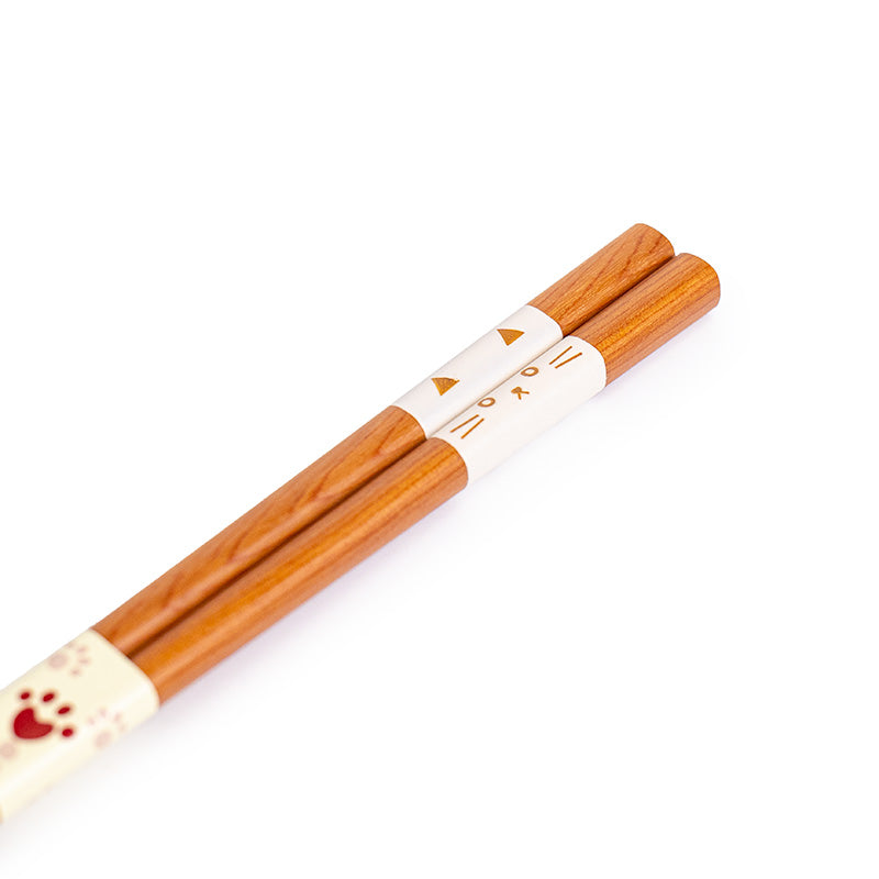 Juego de palillos japoneses y reposapalillos con forma de gato