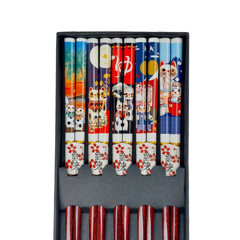 Juego de Palillos Japoneses Maneki Neko