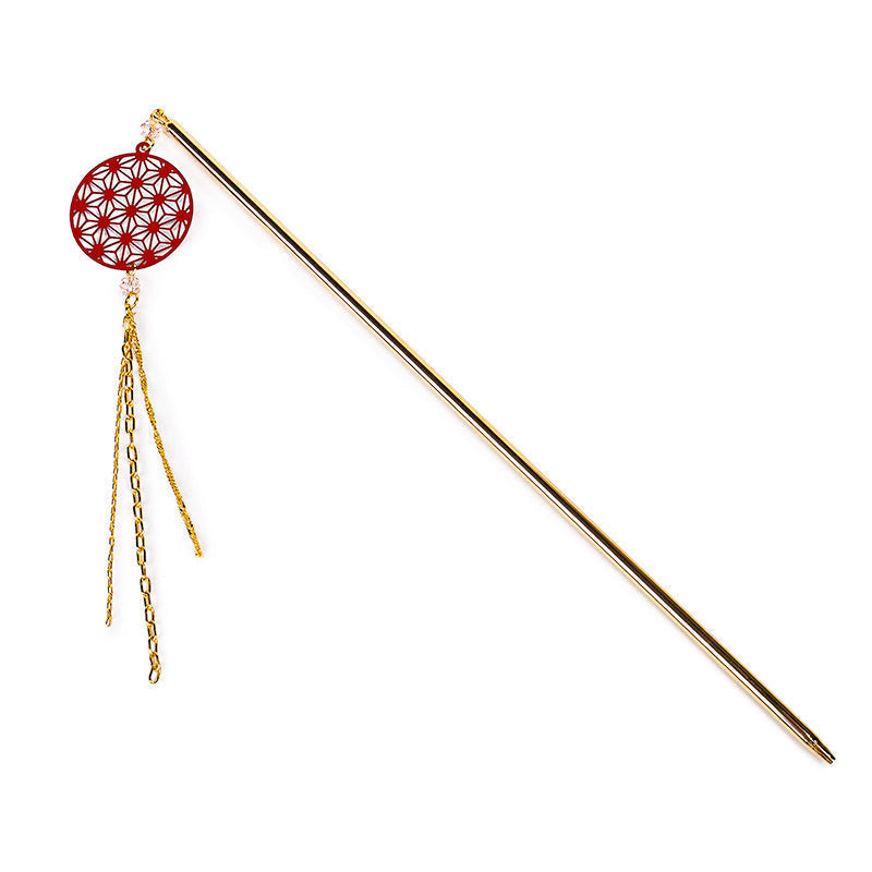 Kanzashi Japonés - Motivo Asanoha Rojo