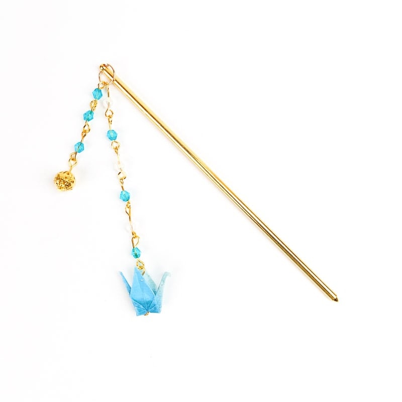 Kanzashi Japonés Origami Azul