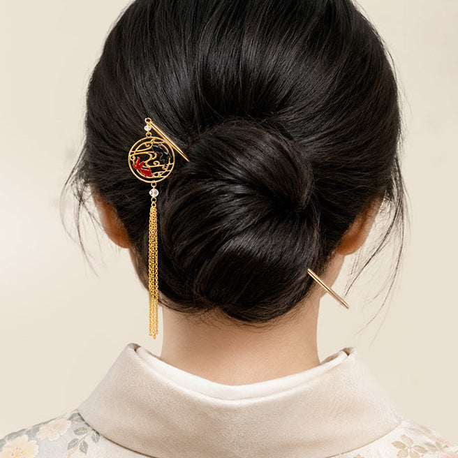 Kanzashi Japonés - Pez Rojo & Negro