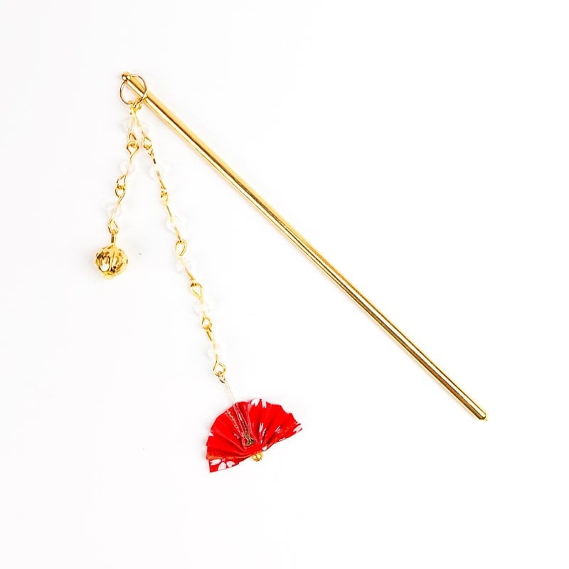 Kanzashi Japonés Abanico Rojo