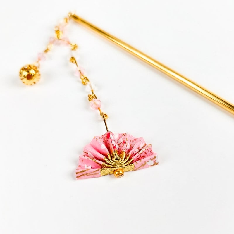 Kanzashi Japonés Abanico Rosa