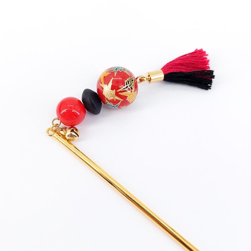 Kanzashi Japonés Grulla Roja