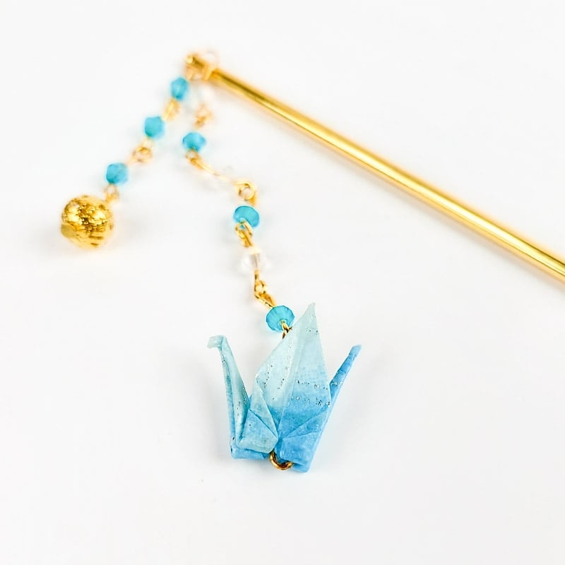 Kanzashi Japonés Origami Azul