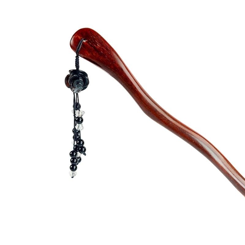 Kanzashi de Madera Flor Negra