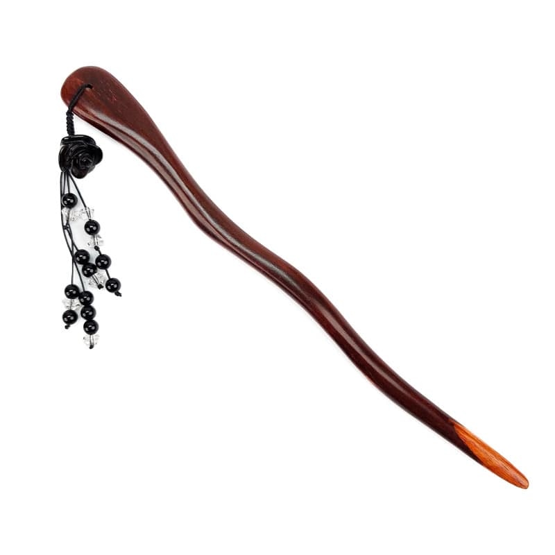 Kanzashi de Madera Flor Negra