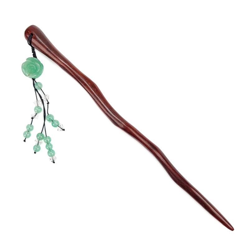 Kanzashi de Madera Flor Turquesa