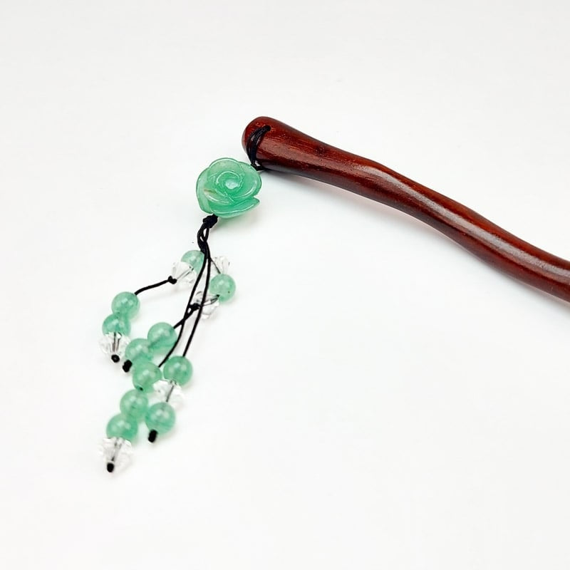 Kanzashi de Madera Flor Turquesa