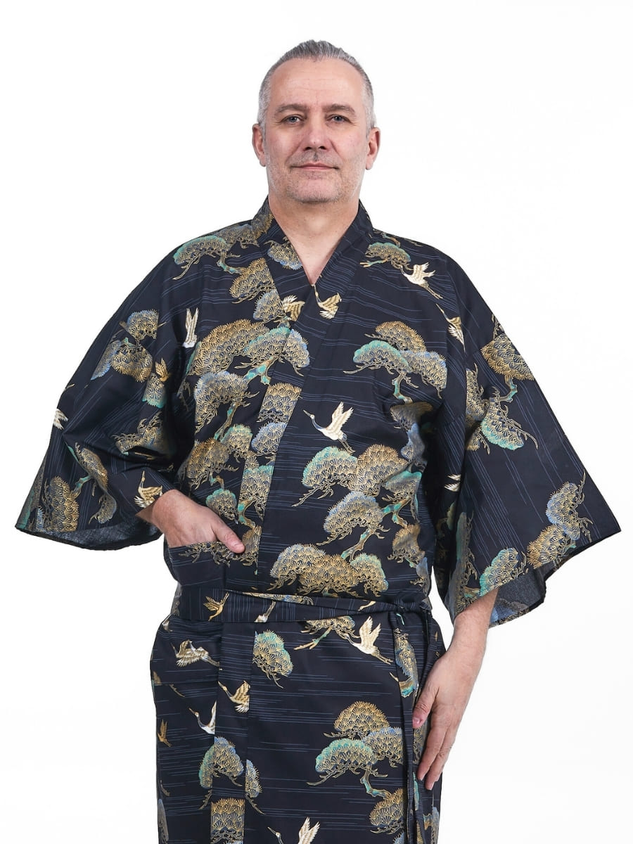 Kimono Happi Grullas y Pinos Hombre Talla única