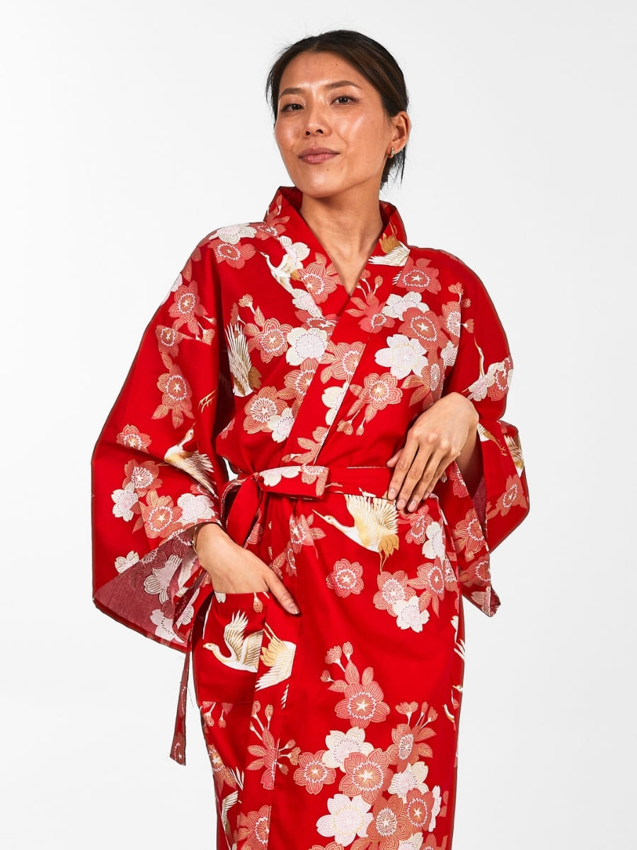 Kimono Happi Sakura to Tsuru Mujer Talla única