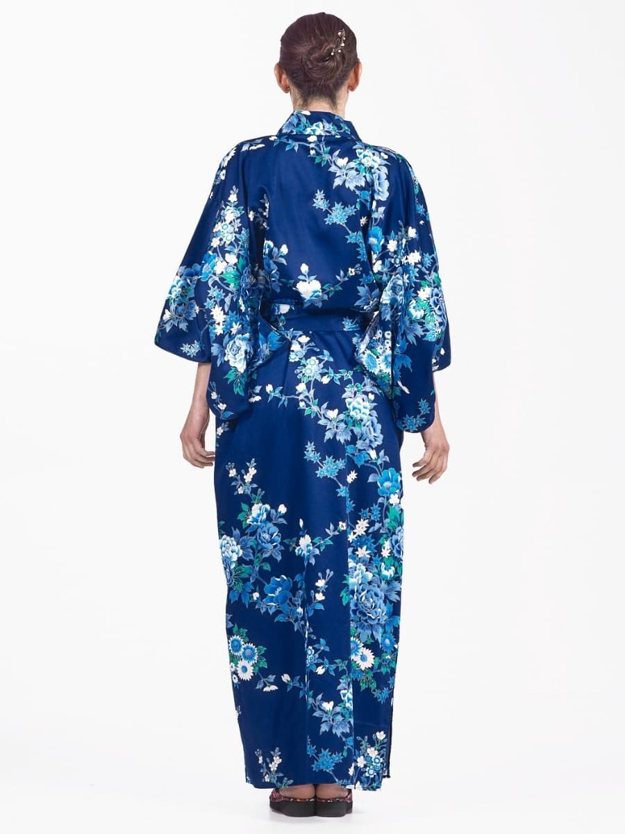 Kimono Japonais Femme Bleu Hana - Taille unique