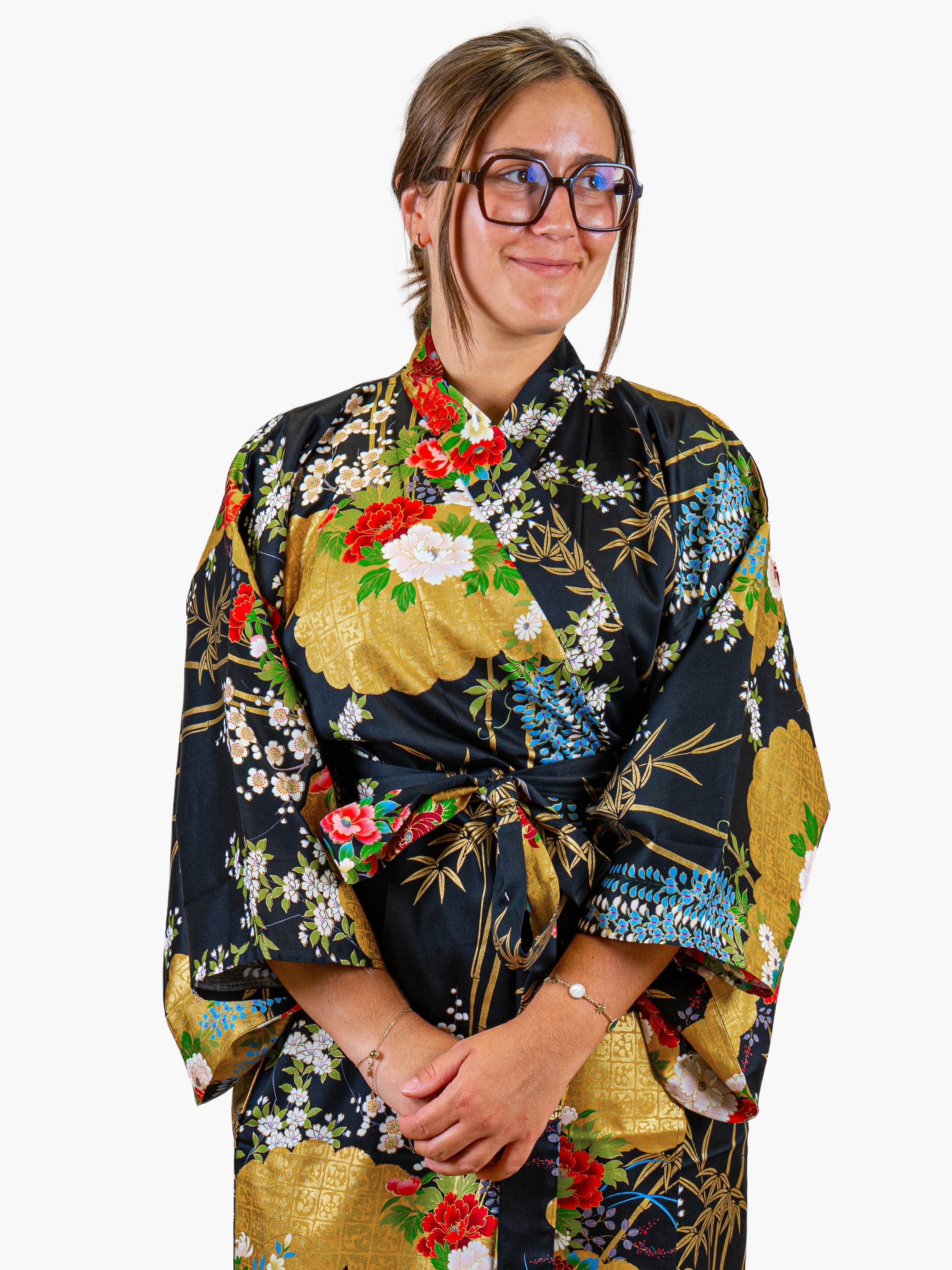 Kimono Japonés Mujer – Botan Dorado