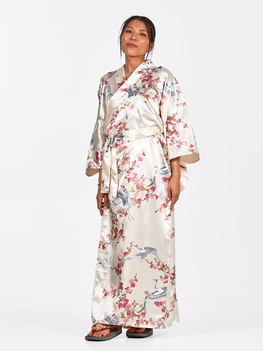 Kimono Japonés Ume to Tsuru Mujer Talla única