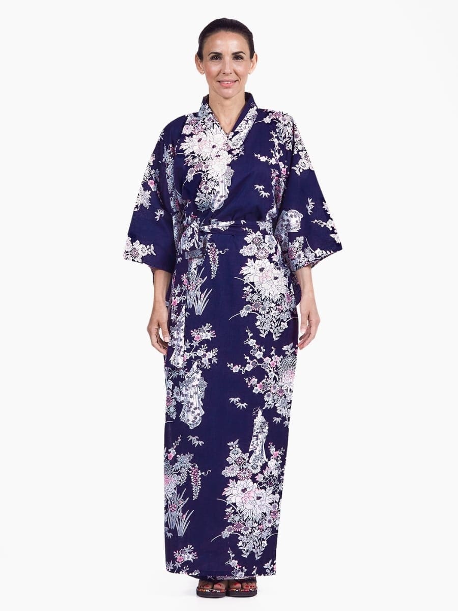 Kimono Yukata Femme Pivoine & Geisha - S