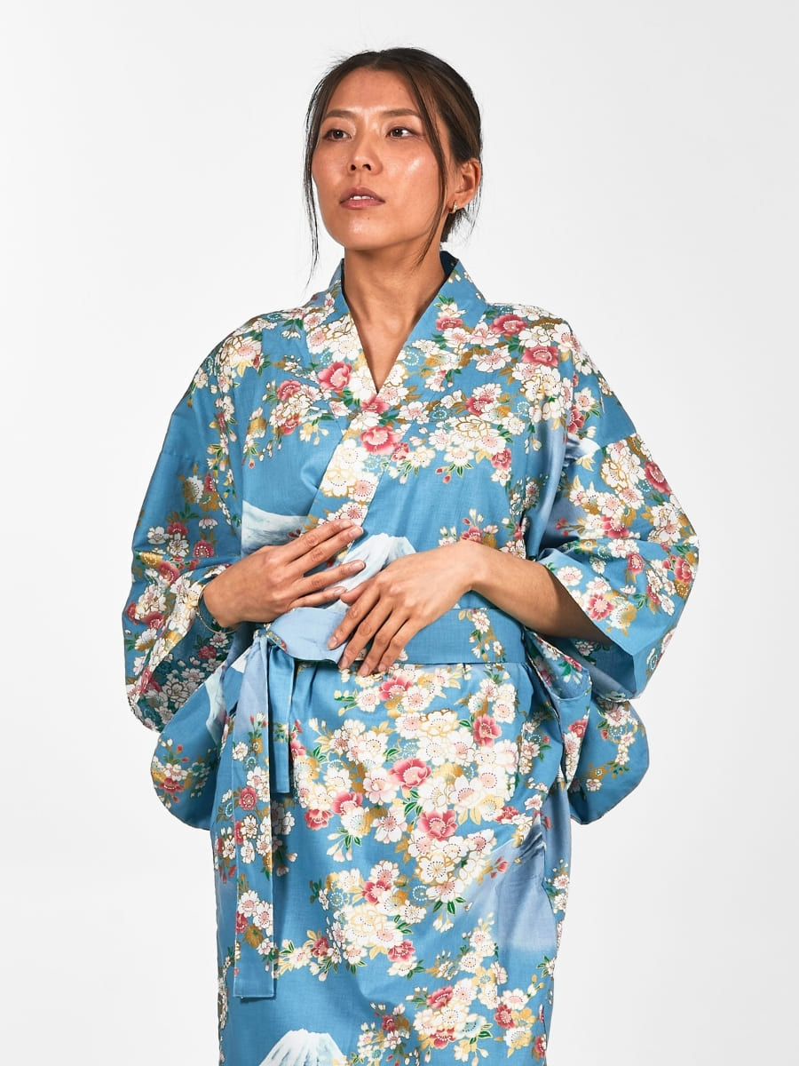 Kimono Yukata Fujisan no Sakura Mujer
