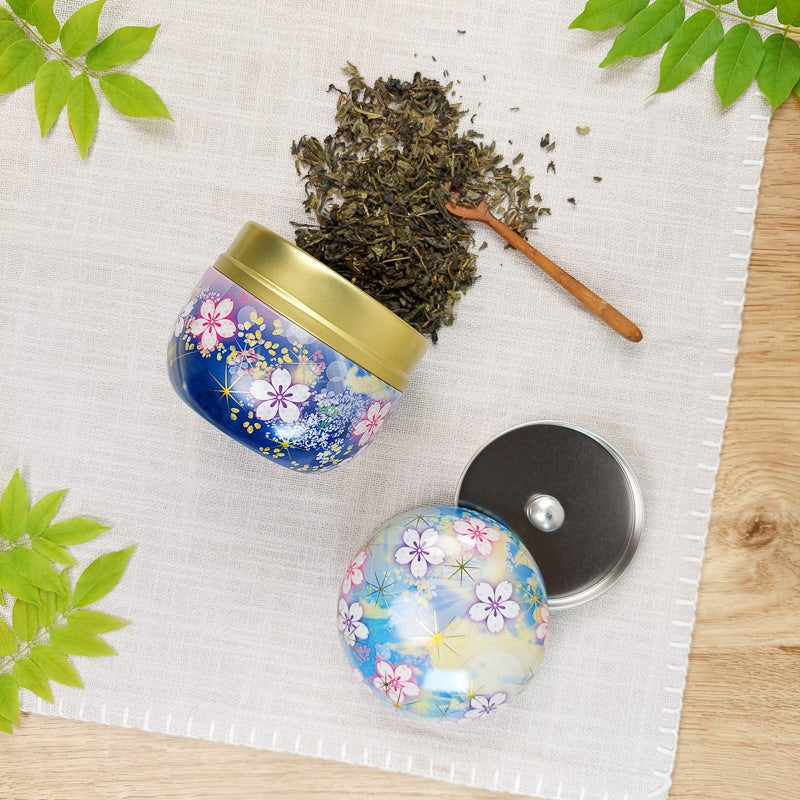 Lata Azul de Metal para Té Flores