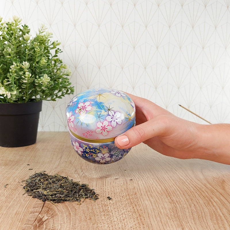 Lata Azul de Metal para Té Flores