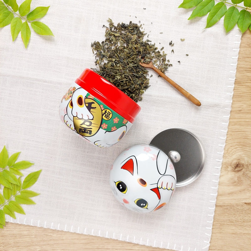 Lata Blanca para Té Maneki Neko