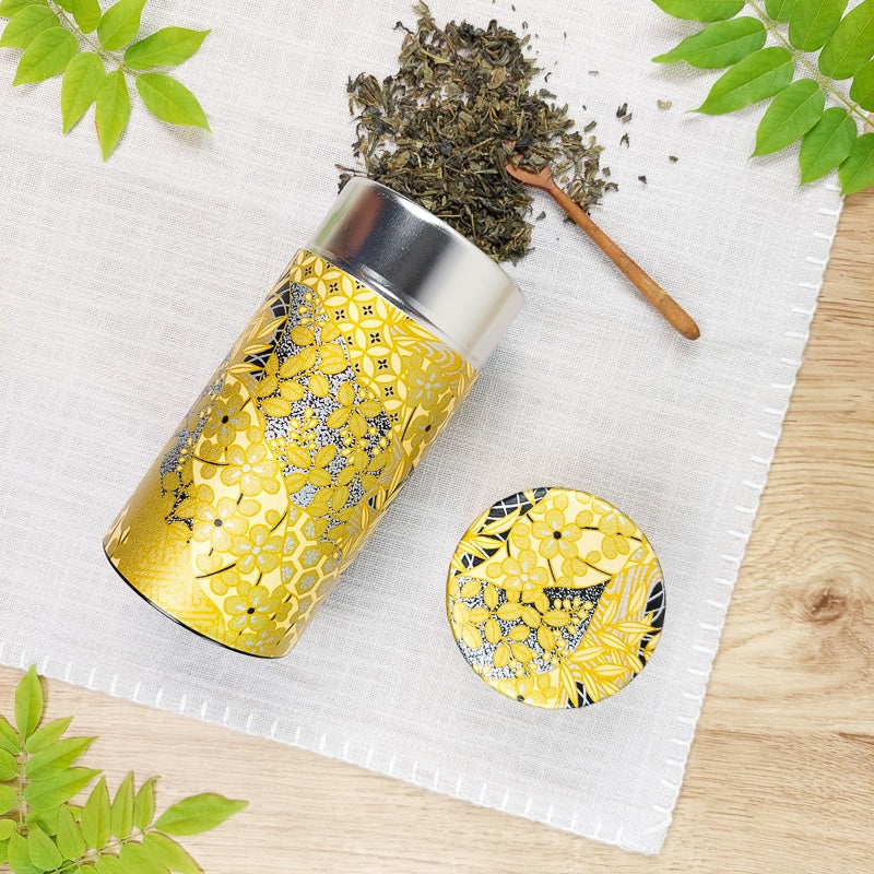 Lata de Té Japonesa Washi Dorado