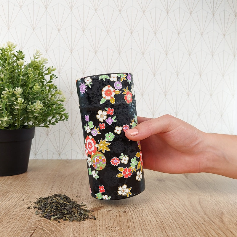 Lata de Té Papel Washi Negro