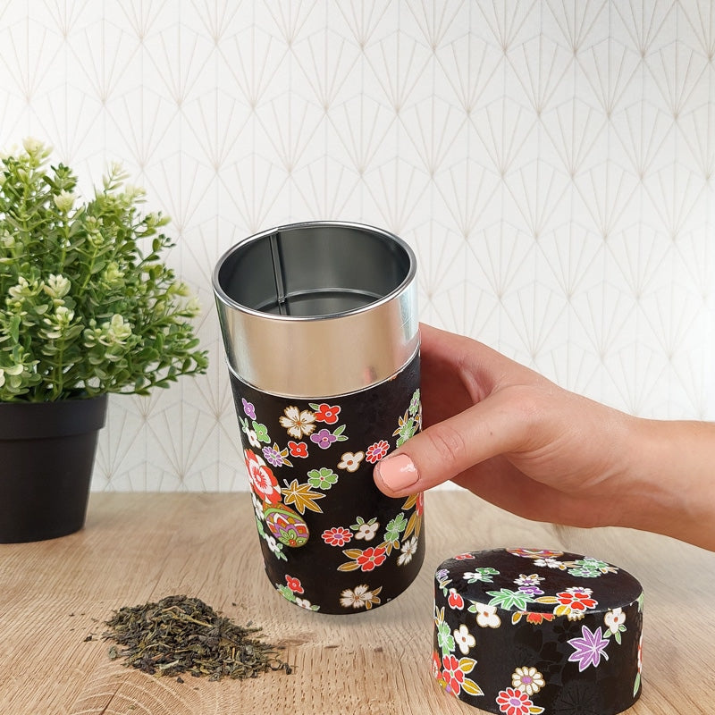 Lata de Té Papel Washi Negro