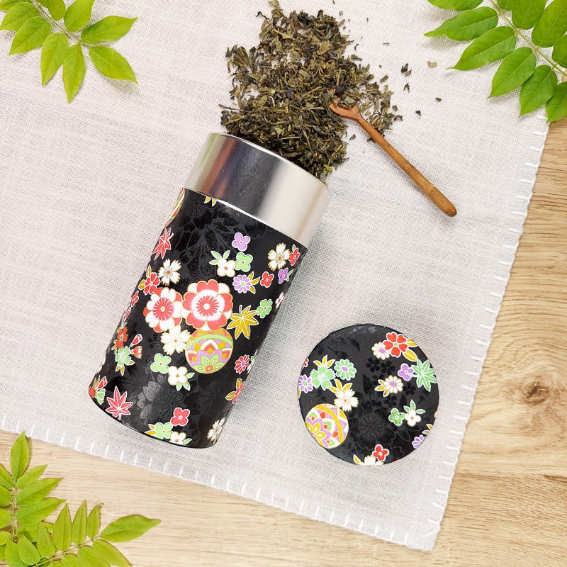 Lata de Té Papel Washi Negro