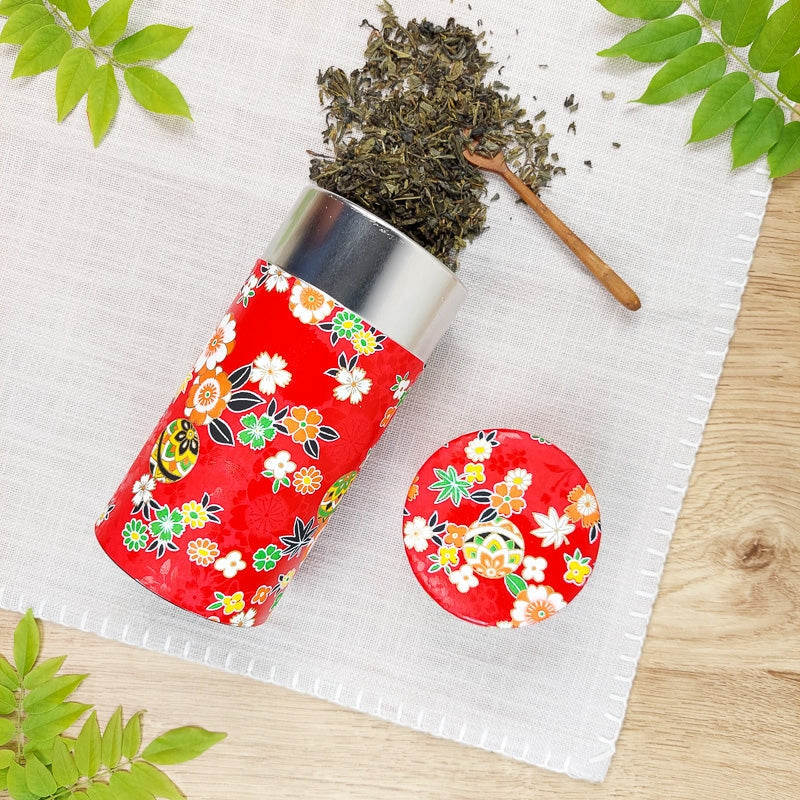 Lata de Té Papel Washi Rojo