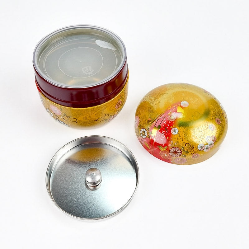 Lata para Té Redonda Dorada y Roja