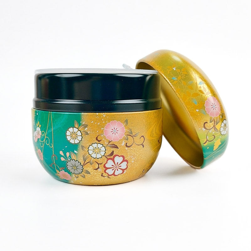 Lata para Té Redonda Dorada y Verde