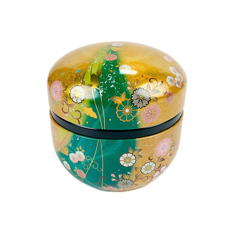 Lata para Té Redonda Dorada y Verde