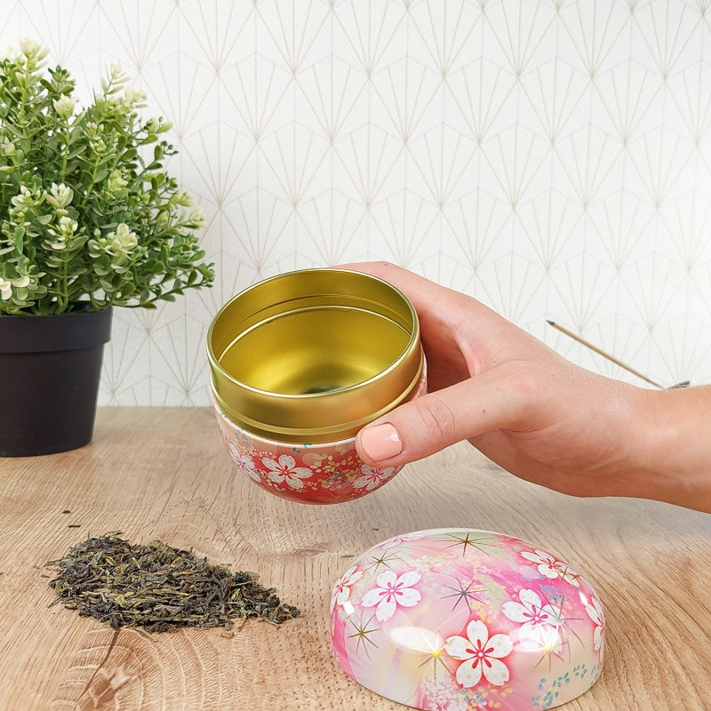 Lata Rosa de Metal para Té Flores
