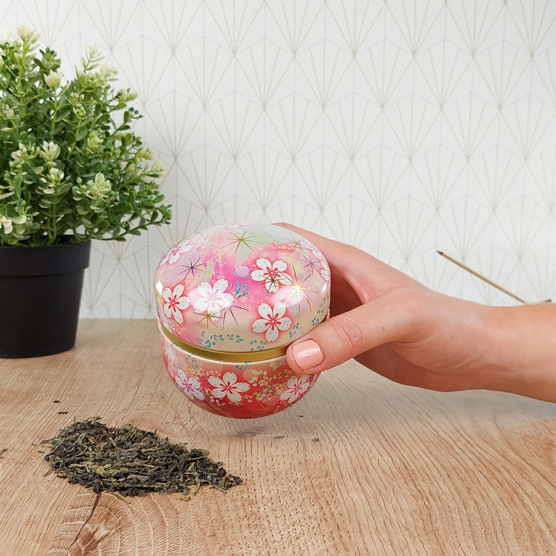 Lata Rosa de Metal para Té Flores