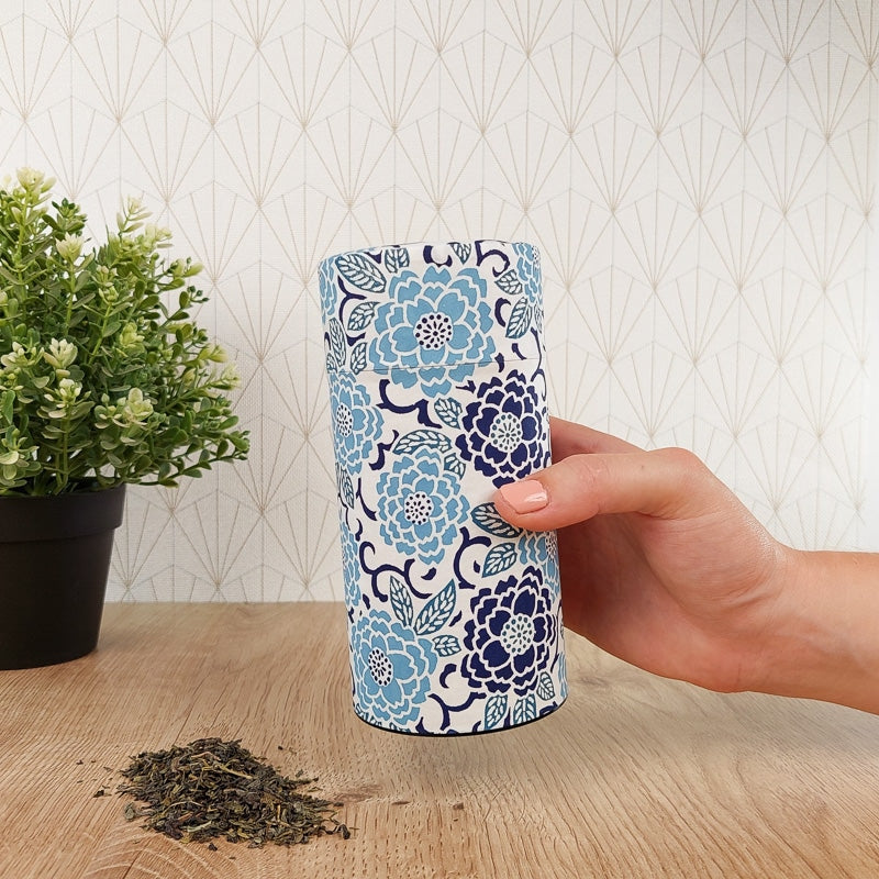 Lata de Té Washi Azul