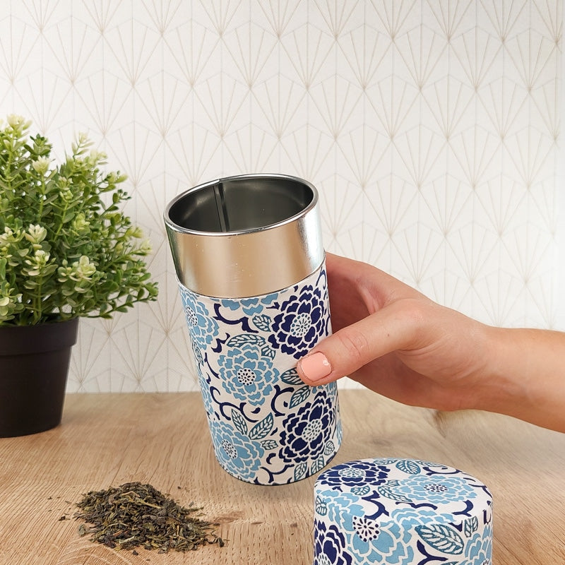 Lata de Té Washi Azul