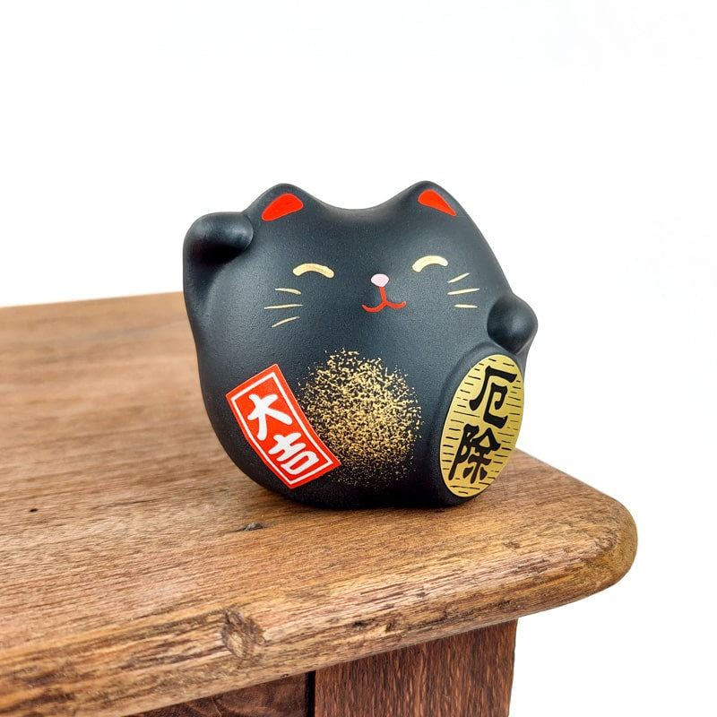 Maneki Neko Redondo Negro