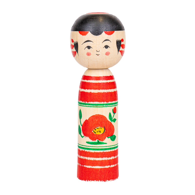 Muñeca Kokeshi Japonesa - Tsubaki Camelia - 9 cm