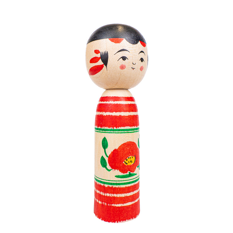Muñeca Kokeshi Japonesa - Tsubaki Camelia - 9 cm