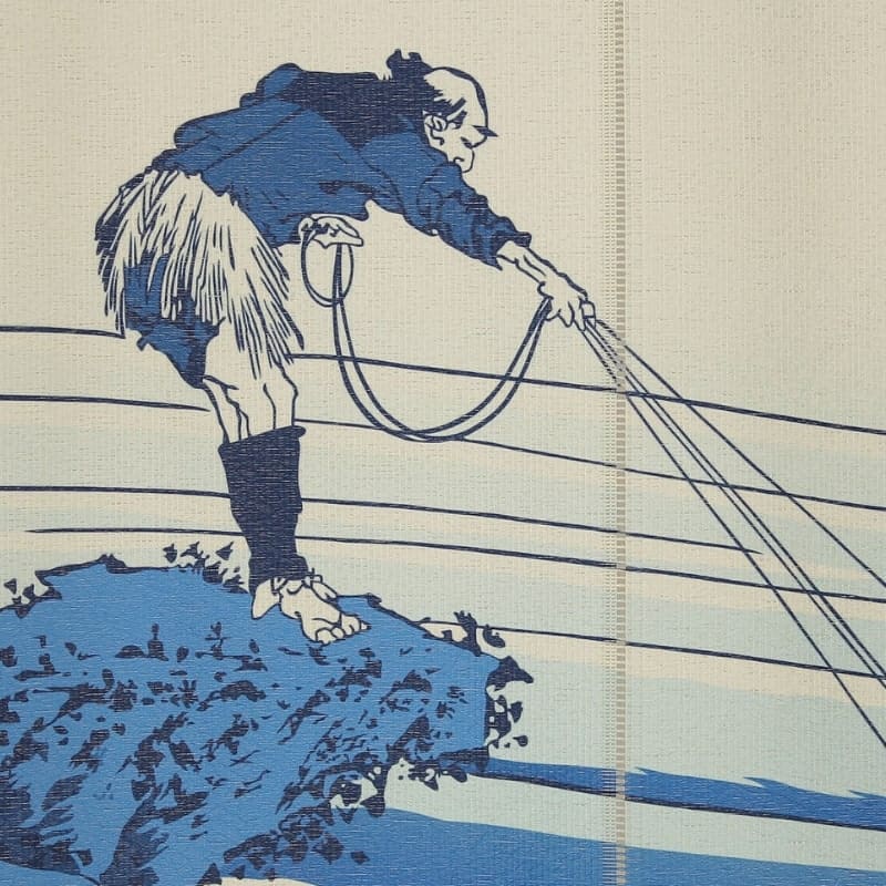 Noren Japonés Mont Fuji Azul - 85 x 150 cm