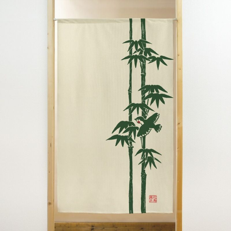 Noren Japonés Bambú Beige 85 x 150 cm