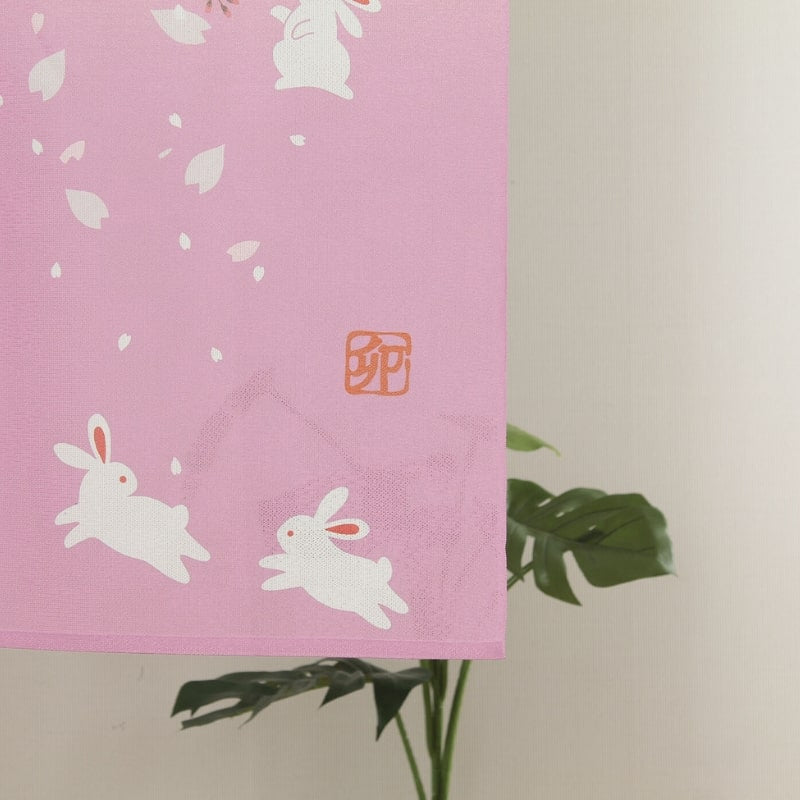 Noren Japonés Sakura Usagi 85 x 150 cm