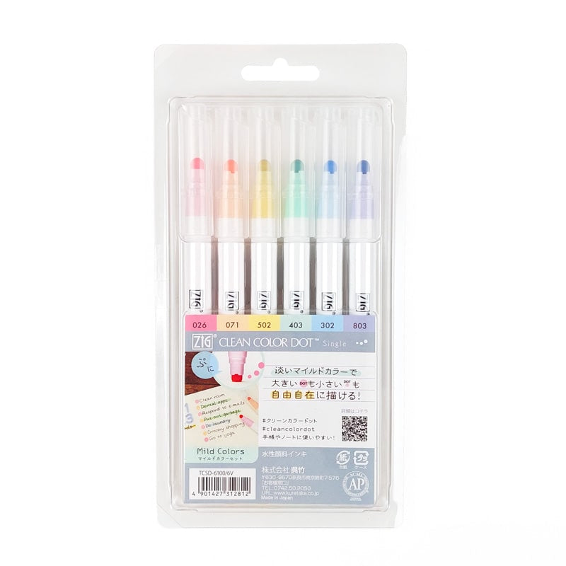 Pack de 6 Rotuladores Dot Mild