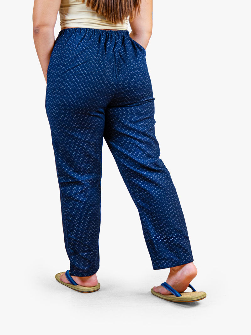 Pantalón Japonés Mujer – Kasuri Azul Marino