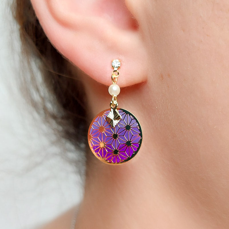 Pendientes Asanoha Violeta