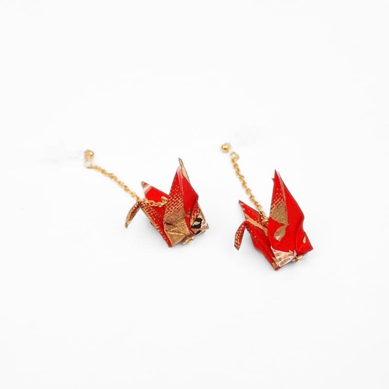 Pendientes Japoneses de Cadena Grulla Roja