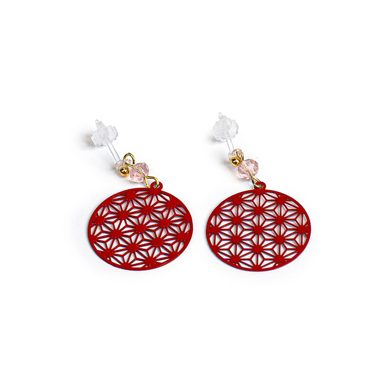 Pendientes Japoneses - Motivo Asanoha Rojo